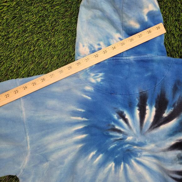 Colortone Spiral Tie-Dye Hoodie M/L 23x24 Baggy Crop Blue - Picture 3 of 11